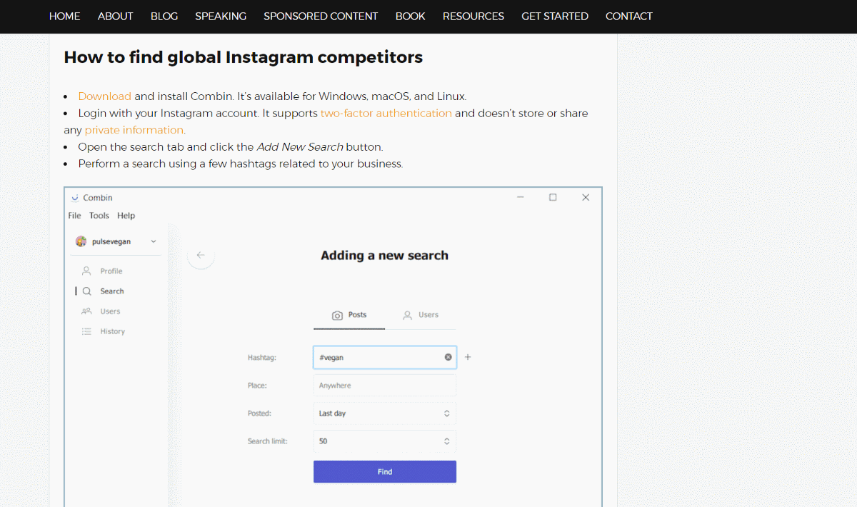 Combin as an Effective Instagram Competitors Research Tool
